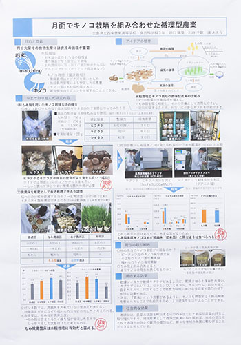 月面でキノコ栽培を組み合わせた循環型農業